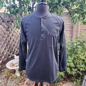 Large Bulwark FR Long Sleeve Henley Cat2 2112  Black 100% Cotton Fire Resistant